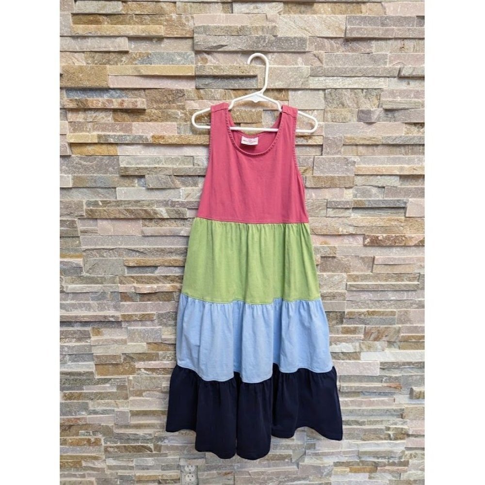 Hanna Andersson colorful color block tiered dress Girls Size 10